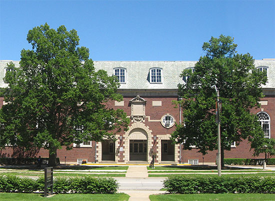 outdoor view of front of Huff Hall